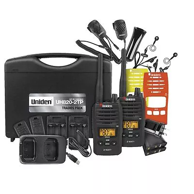 $275.99 • Buy Uniden Uh820s-2tp Tradie Pack 2w Uhf Handheld Radio 80 Channel 2 Way Cb Rugged