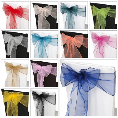£1.85 • Buy 1 50 100 Organza Sashes Chair Cover Bow Sash Wedding Party Decor 280cm X 17cm