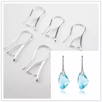 5 Pairs 925 Sterling Silver P Earring Ear Hooks  Back Open Earring Findings DIY • $6.95