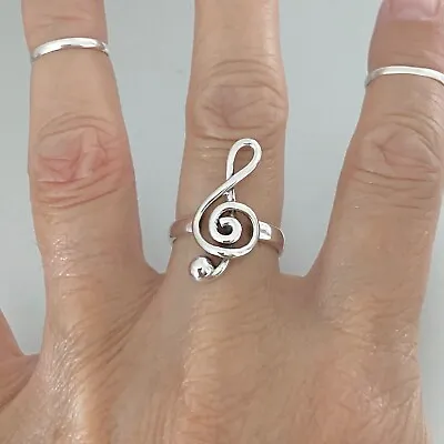 Sterling Silver Music Note Ring Music Ring Silver Rings Song Ring Clef Ring • $29.99