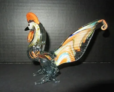 Venetian Murano Glass Rooster Sculpture Muti Color Art Glass • $40.99