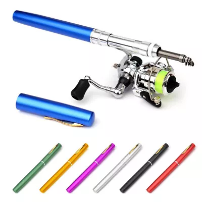 Pocket Telescopic Fishing Rod Spinning Reel Combo Kit Mini Pen Fishing Pole Kit • $17.29