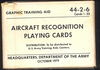 $15 • Buy Aircraft Recognition Playing Cards - US Army Graphic Training Aid [44-2-6] 1979