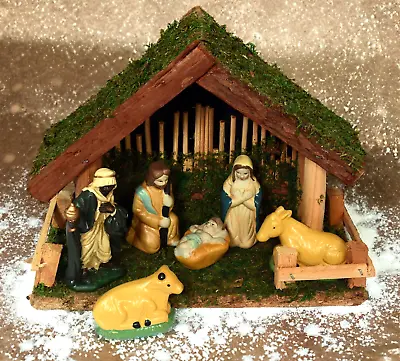 Boxed Xmas Nativity Set Complete Christmas Stable Scene With Ceramic Figures • £21.99