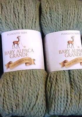 100% Baby Alpaca Grande Luxury Plymouth Brand Lot Of 2 SAGE GREEN • $26.50