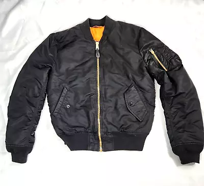 Alpha Industries MA-1 Military Flight Jacket Men's Sz M Black Reversible Bomber • $75