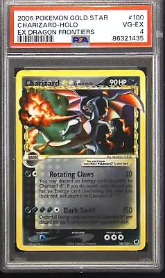 PSA 4 VG-EX Charizard Gold Star Ex Dragon Frontiers Pokemon Card 100/101 TM1 • $950