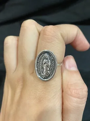 925 Sterling Silver Mens Womens Virgin Maria Mary Virgen Guadalupe Ring Sz 7 & 8 • $30