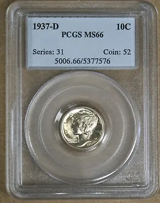 1937-d Mercury Dime Pcgs Ms66 377576 • $79.99