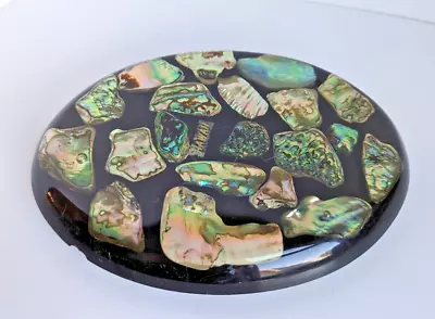 5.5  Vintage Trivet Coaster MCM Lucite Abalone Made In Hawaii Shell Art Look • $10.95