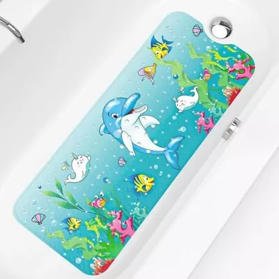 Long Baby Bath Mat Kids Babies Non-Slip Bathtub Shower Mat Dolphin 100cm X 40cm • £17.95