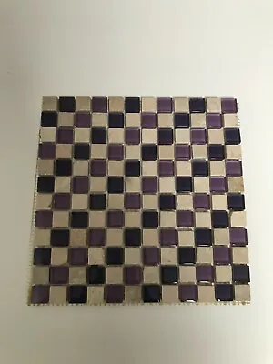  Luxury Lilac & Marfil Glass & Marble Mosaic Wall Tiles  300mm Sheet • £9.98