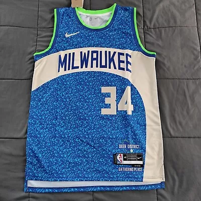 Milwaukee Bucks Giannis Antetokounmpo #34 Mens Jersey City Edition Size Large • $44.95