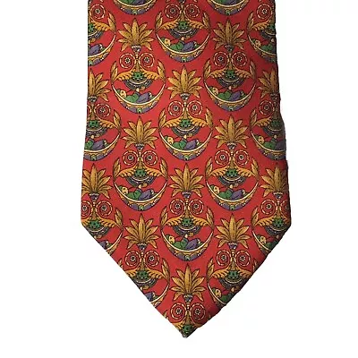 Salvatore Ferragamo Men’s Red 100% Silk Geometric Design Neck Tie 58”x 3.5  • $17.95