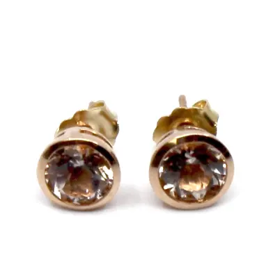 Ema Jewelry  14K Solid Rose Gold Morganite Petite Stud Earrings • $176.99