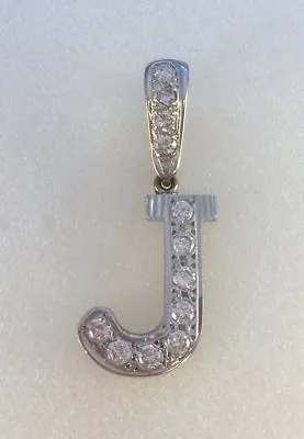 9ct Gold Cubic Zirconia Set Initial J Pendant  4.5cms  Inc Bale   4.6g  NEW • $372.88