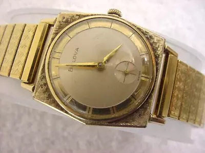 Vintage GOLD FD Large Antique Art Deco BULOVA HEXAGON Mens Watch • $102.50