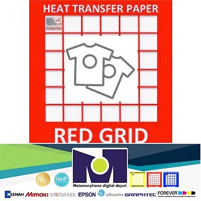 RED GRID Inkjet Heat Transfer Paper Light Color T Shirt 8.5”x11” 25 Sheets • $14.99