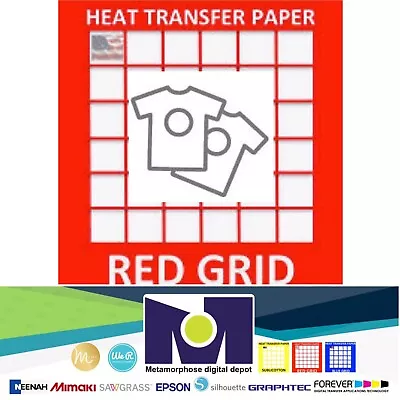 RED GRID Inkjet Heat Transfer Paper Light Color T Shirt 8.5”x11” 50 Sheets • $29.49