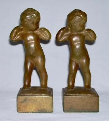 LOISE H. WILDER ~ Vintage Pair Of Antique Bronzed  INFANT GIRL  BOOKENDS Signed • $79