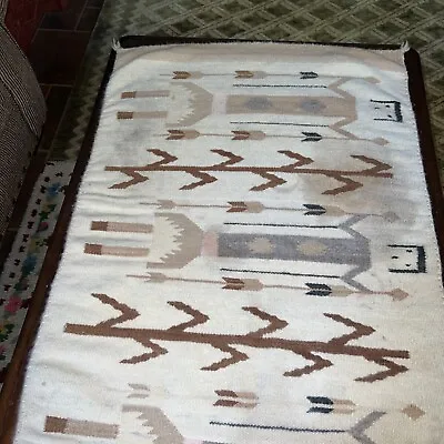 VTG Navajo Rug Native American Indian Weaving Textile 27” By 54” • $200