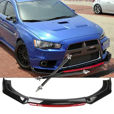 Front Bumper Lip Splitter Spoiler Red + Strut Rods For Mitsubishi Lancer EVO New • $68.99