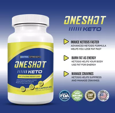 One Shot Keto Diet Pill Advanced Weight Loss Metabolic Support 60 Pills • $12.87