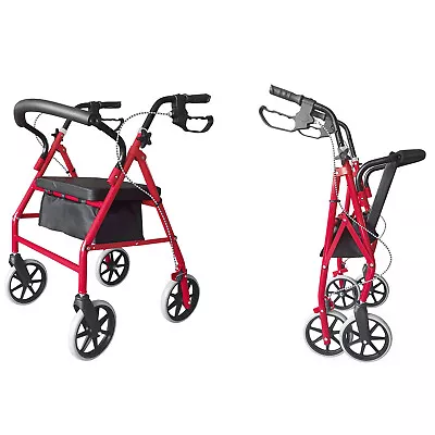 Medical Foldable Lightweight Rollator Walker With 4 Wheels Seat Storage Bag • $89.99