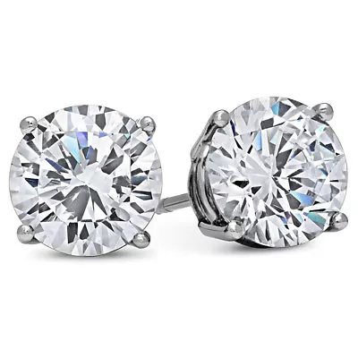 2 Carat CZ Earrings Cubic Zirconium Brilliant Cut Girls Womens WHITE GOLD PLATED • $9.99