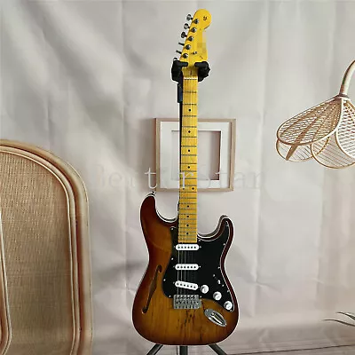 Brown ST Electric Guitar Chrome Part Maple Fretboard 6 String Semi Hollow Body • $258.50