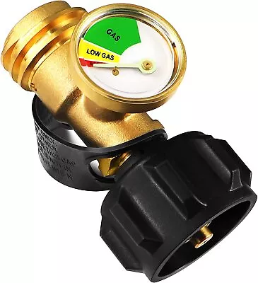 Propane Tank Gauge RV Pressure Brass Adapter Gas Level Meter Grill BBQ Indicator • $12.59