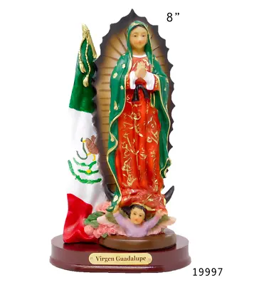 Virgen De  Guadalupe 8  Con Bandera  Our Lady Of Guadalupe  Resin Statue • $35.99