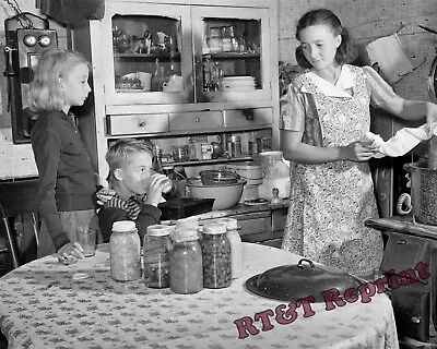 Mrs. John Dixon Farmers Wife Canning In Kitchen Missouri 1939 Photo • $12.95