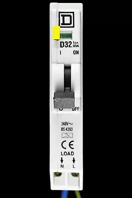 SQUARE D 32 AMP CURVE D 6kA 30mA RCBO TYPE A QOE • £89.98