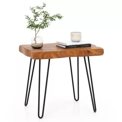 Rectangular Reclaimed Wood Side Table In/outdoor Accent Metal Frame Coffee Table • $73.97