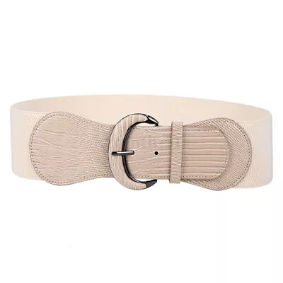 NEW Wide Elastic Belt Ladies Cinch Waist Stretch Belt Ladies Faux Leather Belt • $23.68