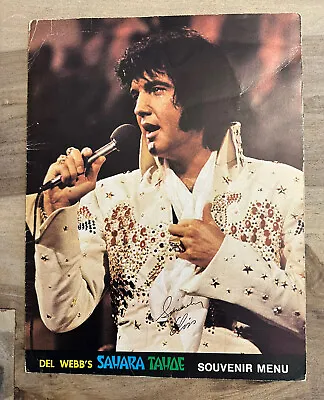 Elvis Presley Souvenir Menu 1970s Vintage Del Webb’s Sahara Tahoe Concert • $50