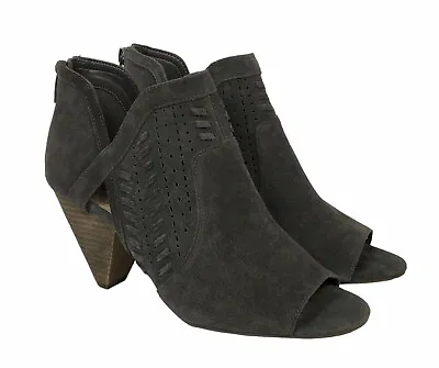 VINCE CAMUTO Ebelin Dark Gray Suede Bootie Shootie Stacked Heel Ankle Boot 9W 41 • £22.79