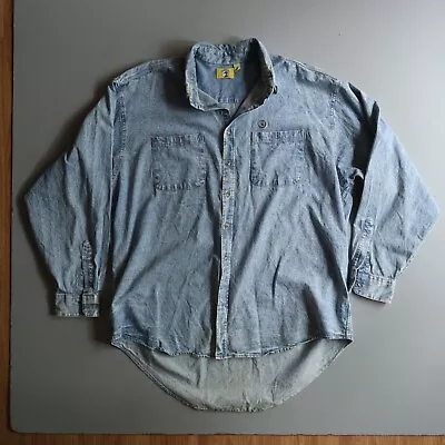Vintage Duck Head Acid Wash Button Down Shirt USA Made Cotton XXL 80s 90s • $75