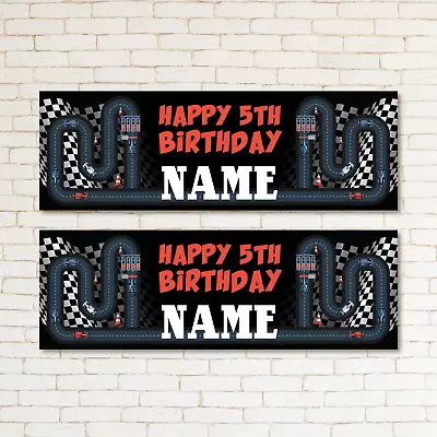 2 Personalised Birthday Banner F1 Car Racing Kid & Adult Party Decoration Decor • £3.69