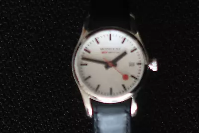 Mondaine 30341 Watch White Black & Red Dial Leather Strap A Switzerland Classic • $174.06