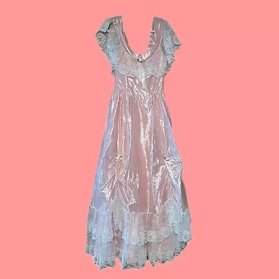 Zum Zum 80s Light Pink Ornate Southern Belle Regency Gown Flower Ribbon 7 / 8 • $185