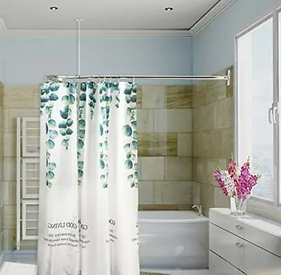 SHOWER CURTAIN ROD L Shape Ceiling Support Bathroom Bathtub 62 X27  ARTIWELL • $64.47