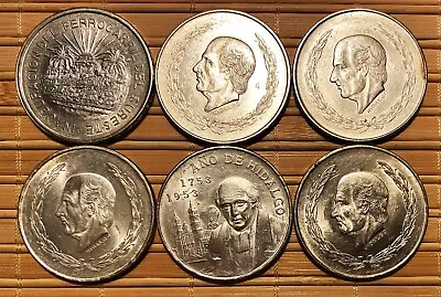 Mexico Silver Coins: 6 Coin Set: 1950 (RR) Through 1954 Cinco Pesos • $350