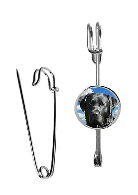 Black Labrador Dog Dome Kilt Pin Scarf  Brooch Pin 3  7.5 Cm Code75 Personalised • £8.95