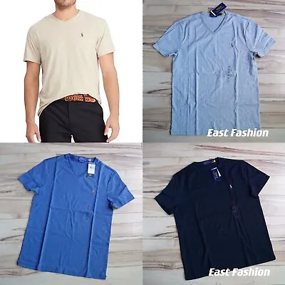 $29.99 • Buy Polo Ralph Lauren Mens V Neck Soft Cotton Short Sleeve T Shirt- Custom Slim Fit