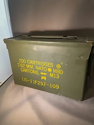 Empty Ammo Box Can 200 Cartridges 7.62mm NATO Rounds M13 M80 • $3.25