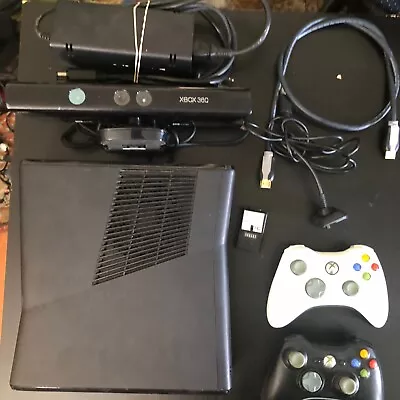 Microsoft XBOX 360 SLIM Console System Bundle W/ 2 Controllers And Kinect • $159.99