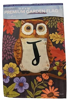 Monogrammed J Owl Garden Flag Autumn Fall BreezeArt Double Sided 12.5  X 18  • $9.10