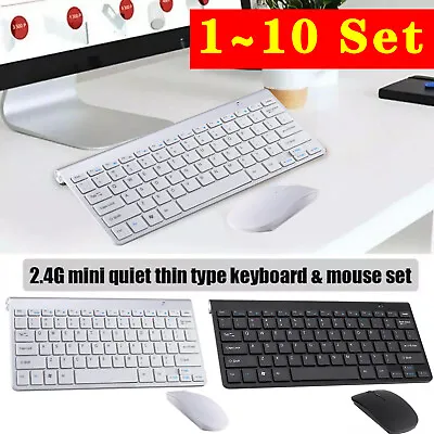 Ultra-Thin Wireless Keyboard And Mouse Set 2.4G For Mac Apple PC Computer Lot • $15.21